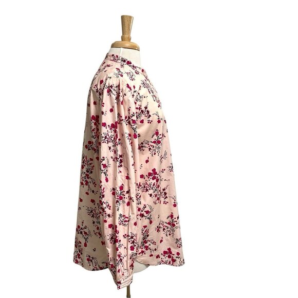 NWT J Crew Floral Puff Sleeve Button Up Shirt Classic Fit Preppy Pink size 20 - Picture 4 of 9